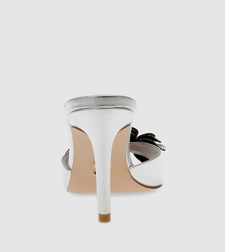 Open toe outlet silver heels