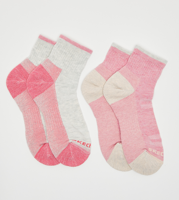 Pack of 2 Non Terry Trail Crew Socks