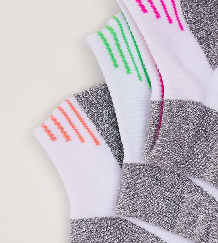 Buy Skechers Pack Of Color Block No Show Socks In White