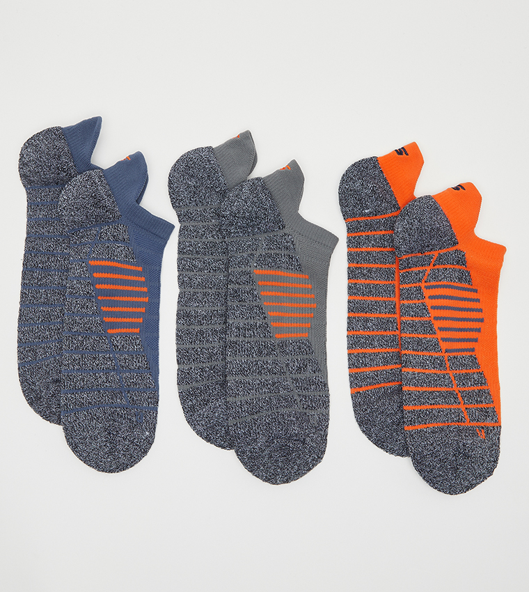 Pack of 3 Striped No Show Socks