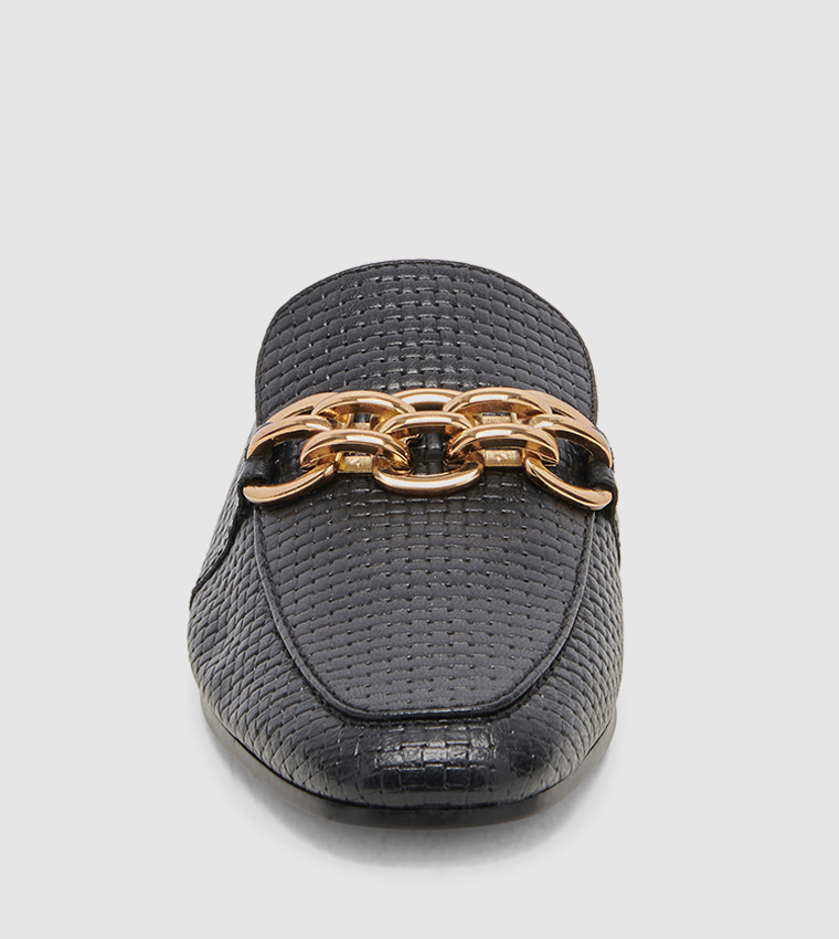SOLINA Metal Accent Loafer Mules