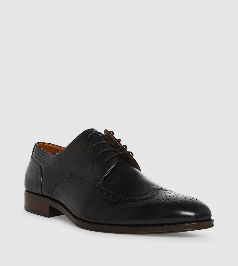 Black best sale leather brogues