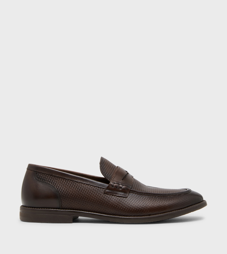 LIONNI Textured Formal Slip-Ons