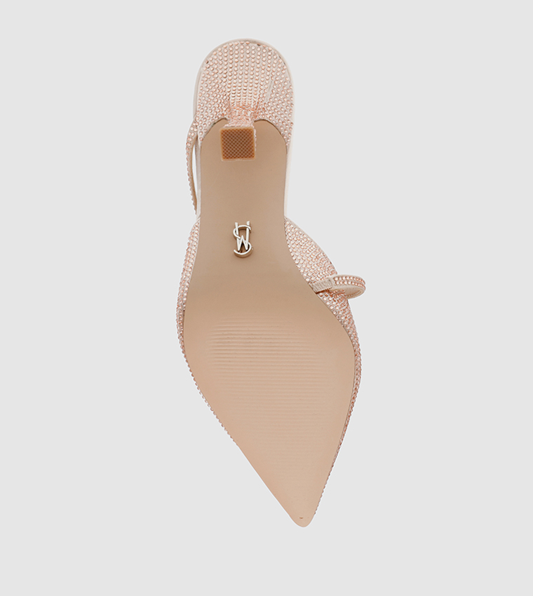 SPARKUP Embellished Pointed Toe Heeled Mules
