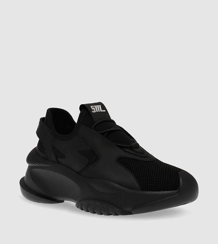 Buy Steve Madden BACKFIRE Mesh Detail Low Top Sneakers In Black ...