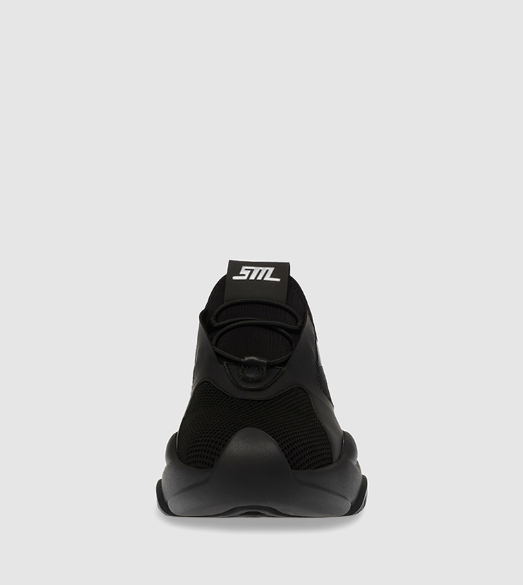 Buy Steve Madden BACKFIRE Mesh Detail Low Top Sneakers In Black ...