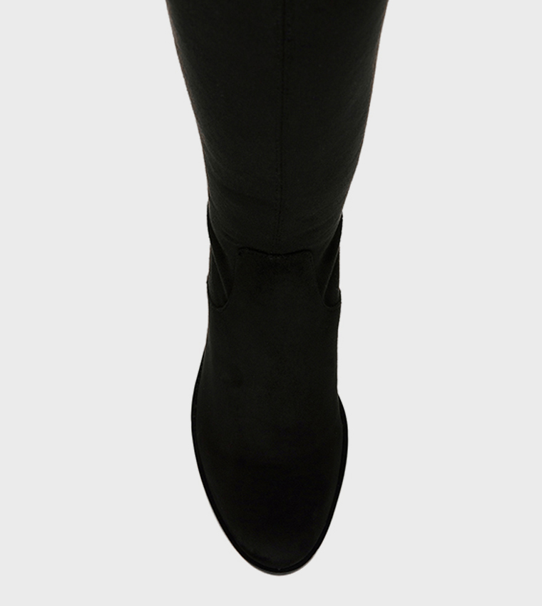 Buy Steve Madden SALVADOR Block Heel Knee High Boots In Black ...