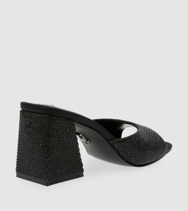 GLOWING-R Embellished Open Toe Block Heel Sandals