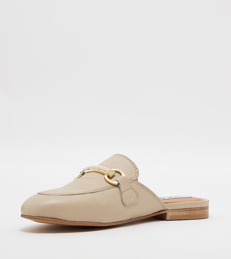 Buy Steve Madden Cleodora Accessory Detail Mules In Nude 