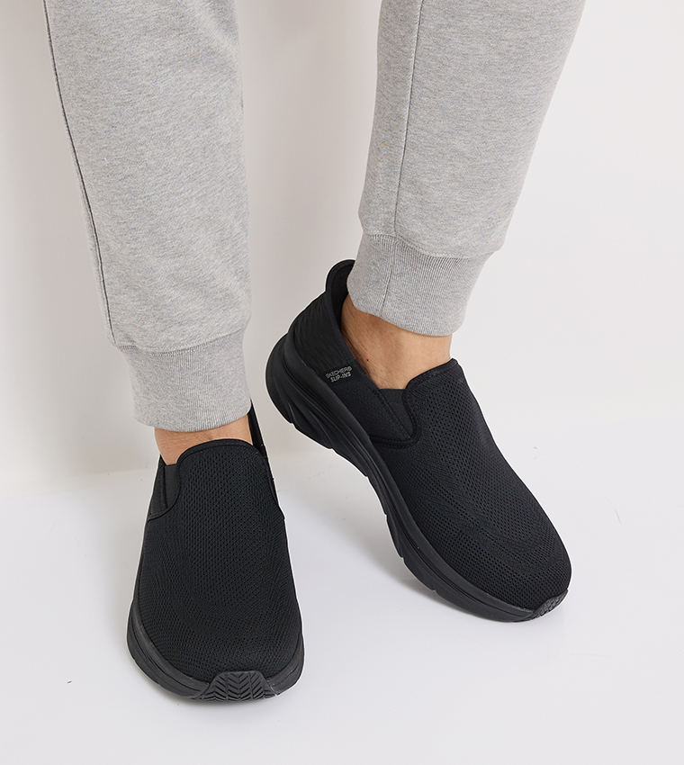 Buy Skechers D LUX Knitted Slip On Walking Shoes In Black 6thStreet Kuwait