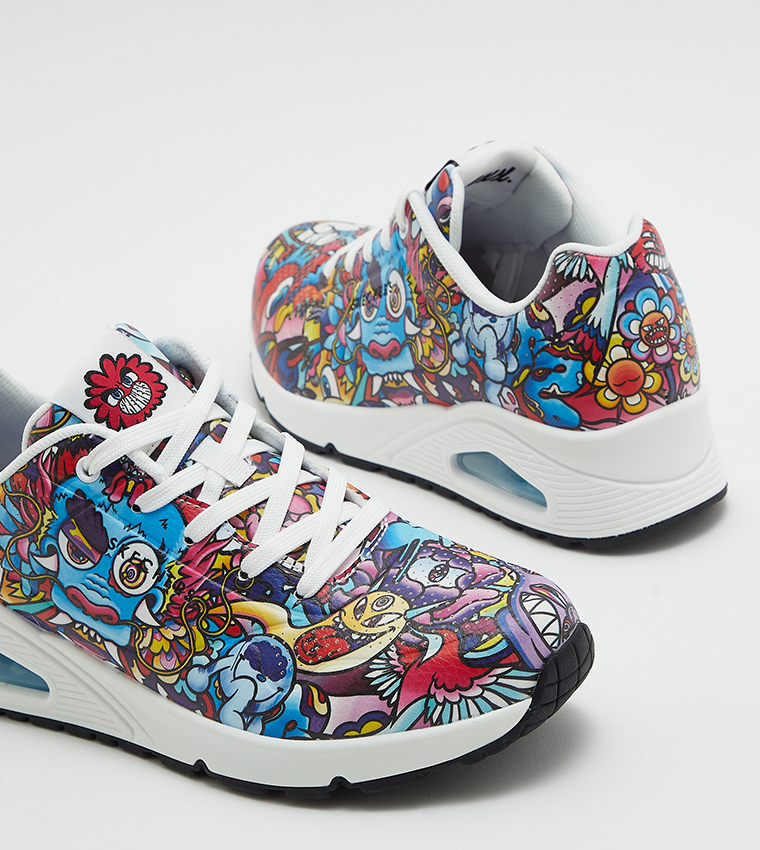 UNO Printed Lace-Up Sneakers