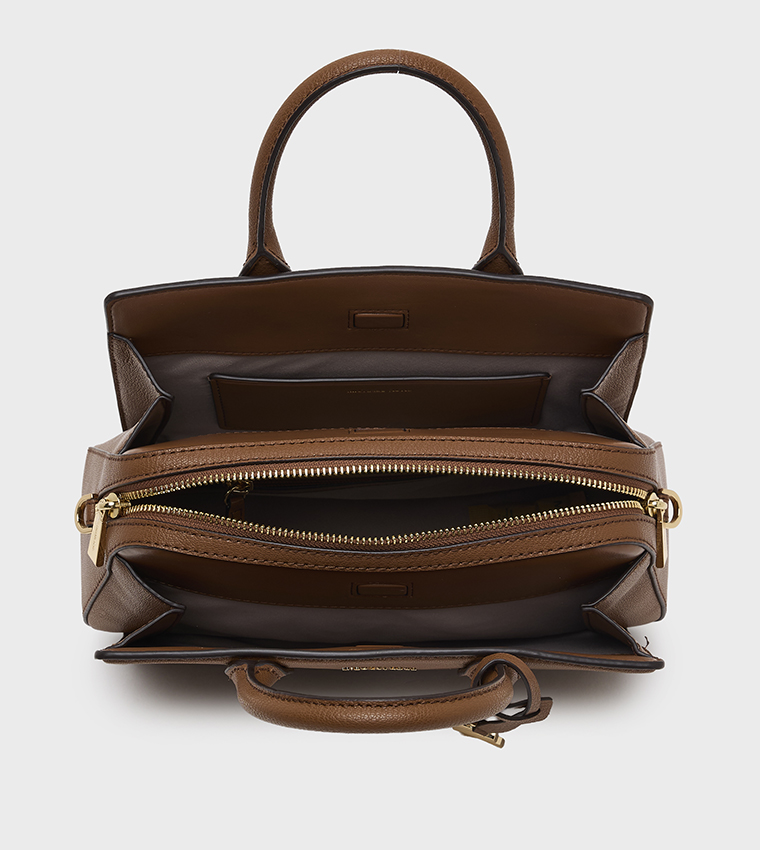 LAILA Textured Zip Closure Satchel Bag