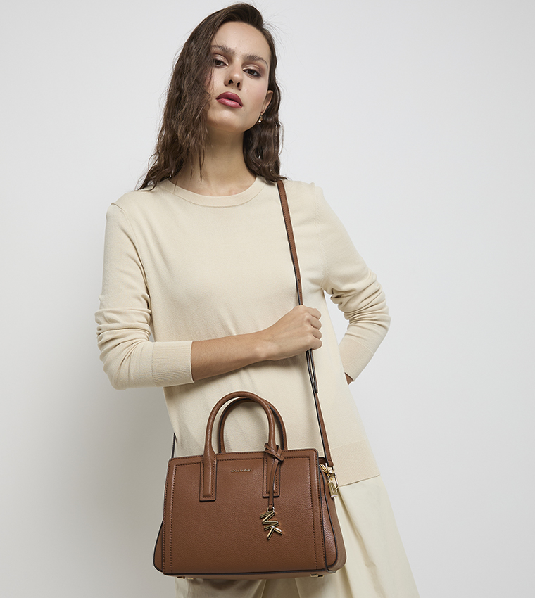 LAILA Textured Zip Closure Satchel Bag