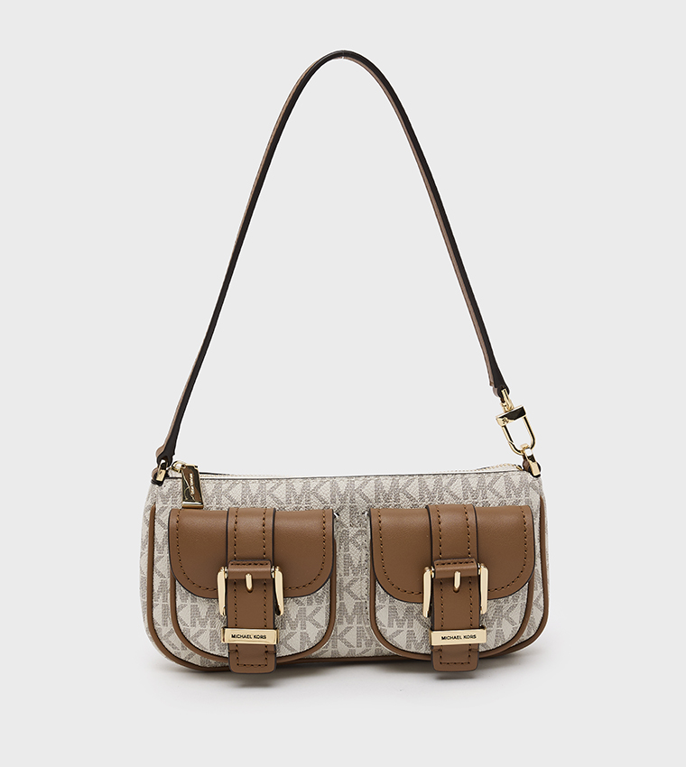 ZOE Monogram Patterned Front Pocket Shoulder Bag