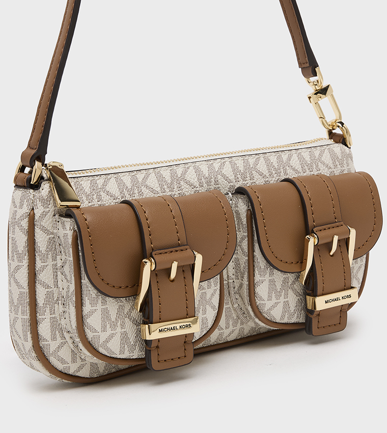 ZOE Monogram Patterned Front Pocket Shoulder Bag