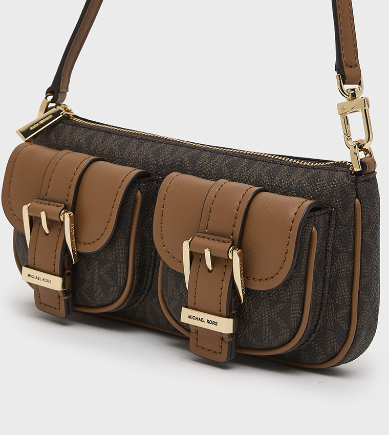 ZOE Monogram Patterned Front Pocket Shoulder Bag