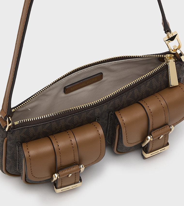 ZOE Monogram Patterned Front Pocket Shoulder Bag