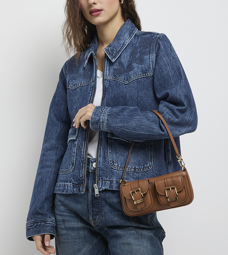 ZOE Textured Front Pocket Shoulder Bag