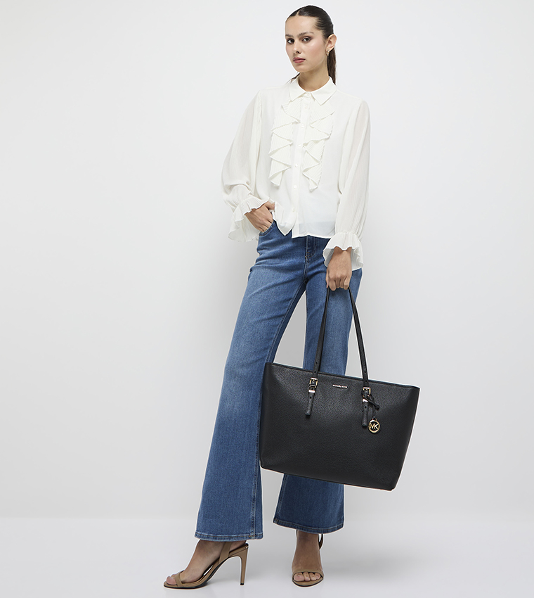 QUINN Textured Zip-Closure Tote Bag