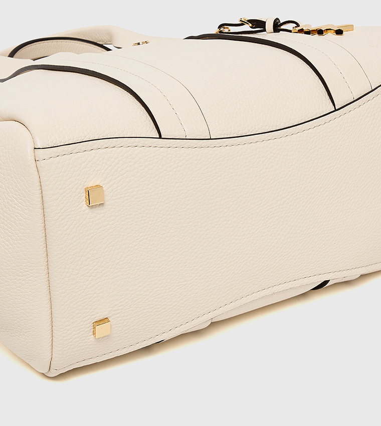 ROMEE Solid Pebbled Leather Satchel Bag