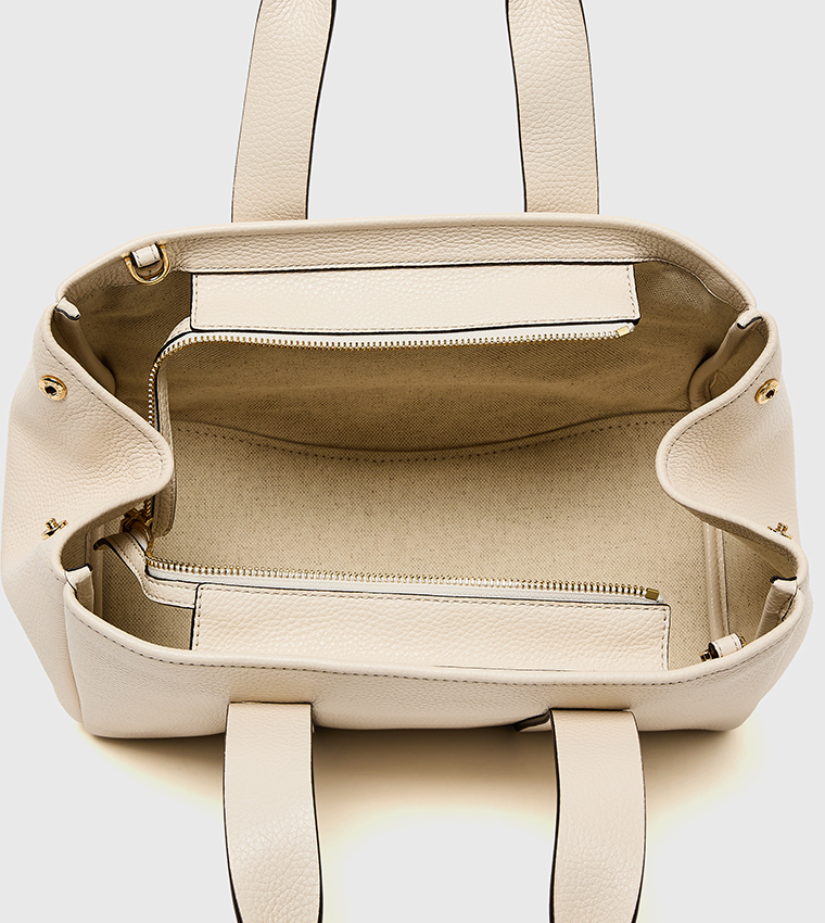 ROMEE Solid Pebbled Leather Satchel Bag