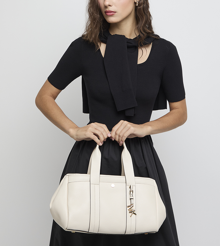 ROMEE Solid Pebbled Leather Satchel Bag