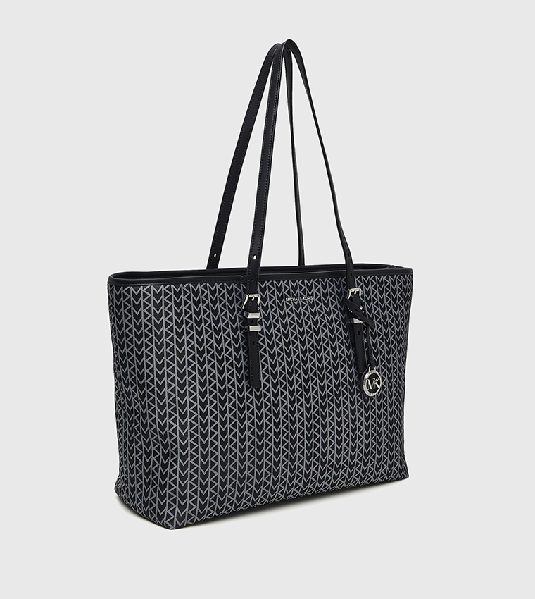 QUINN Patterned Zip Closure Tote Bag