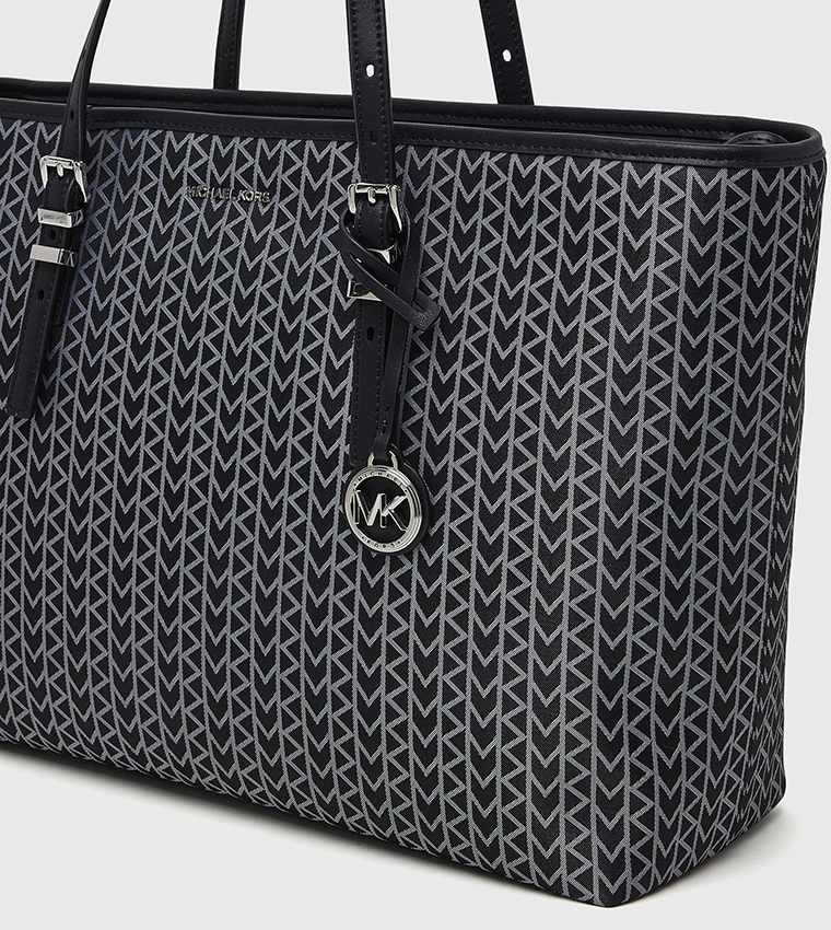 QUINN Patterned Zip Closure Tote Bag