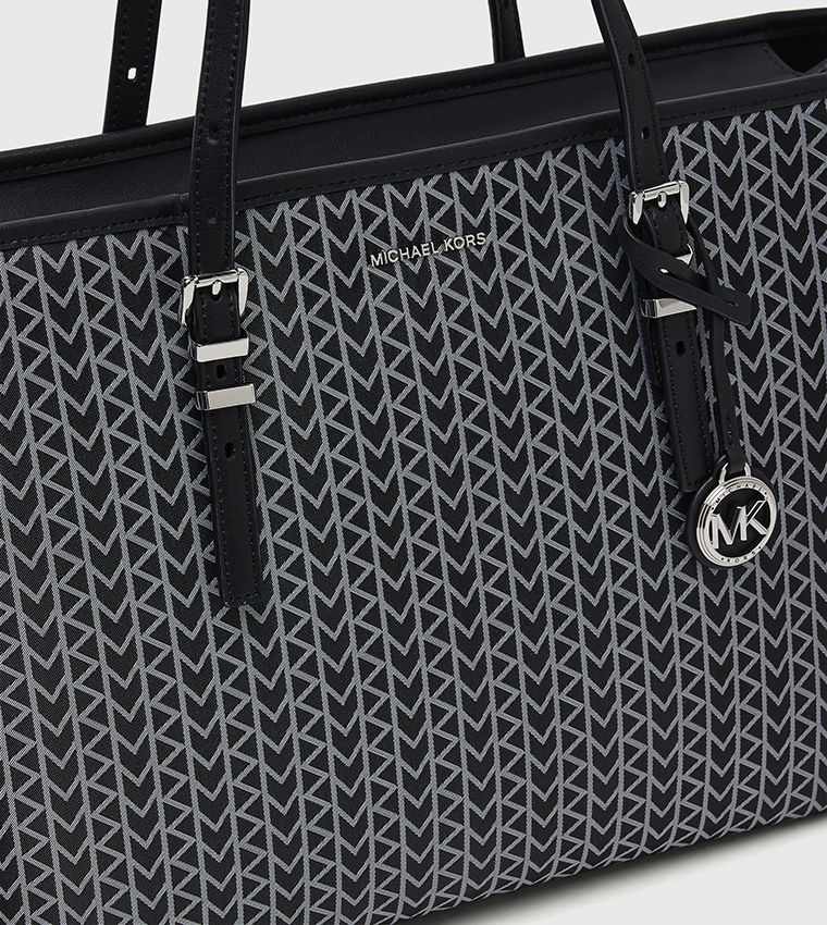 QUINN Patterned Zip Closure Tote Bag