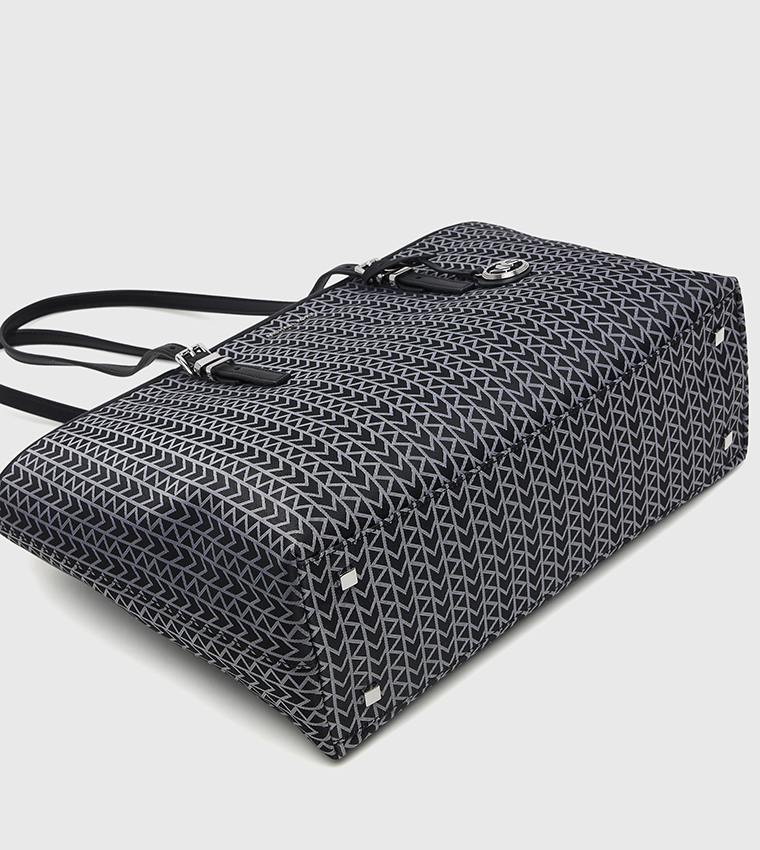 QUINN Patterned Zip Closure Tote Bag