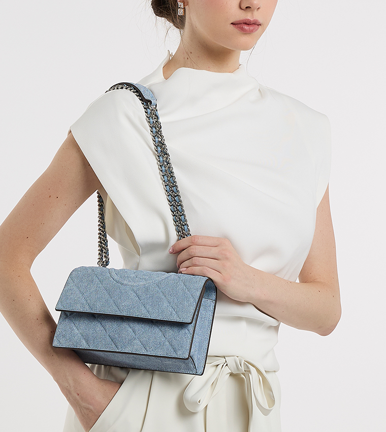 FLEMING Quilted Suede Flap Convertible Shoulder Bag