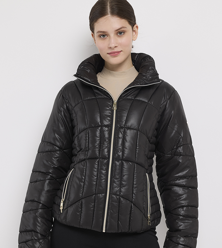 Solid Long Sleeves Puffer Jacket