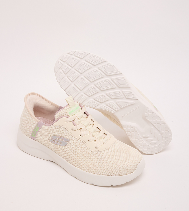 Buy Skechers DYNAMIGHT Knitted Lace Up Shoes In Peach