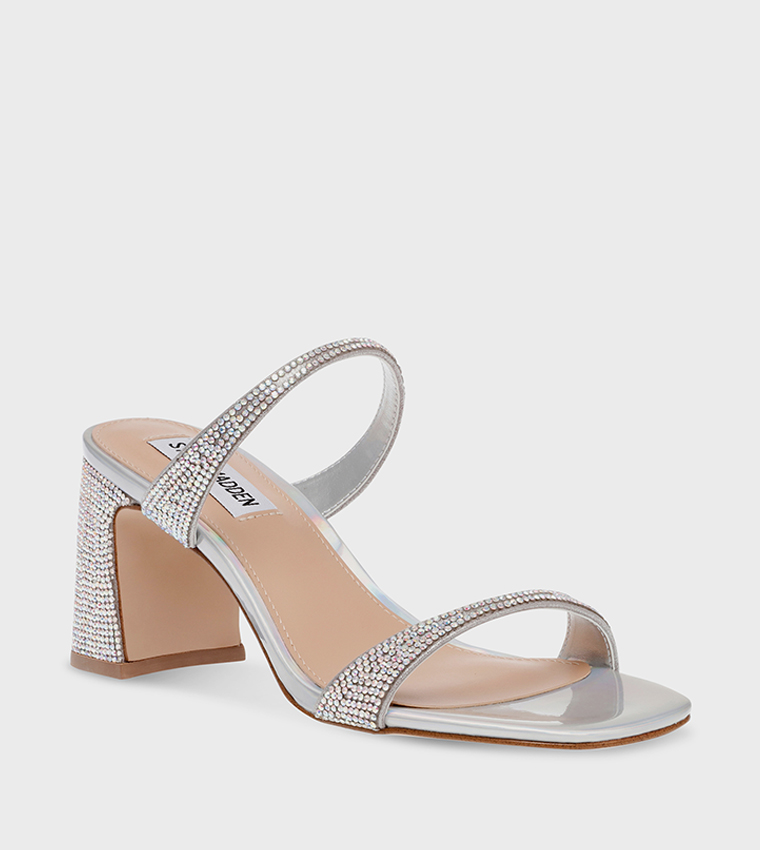 Buy Steve Madden ZIYA R Embellished Block Heel Sandals In Silver 6thStreet Qatar