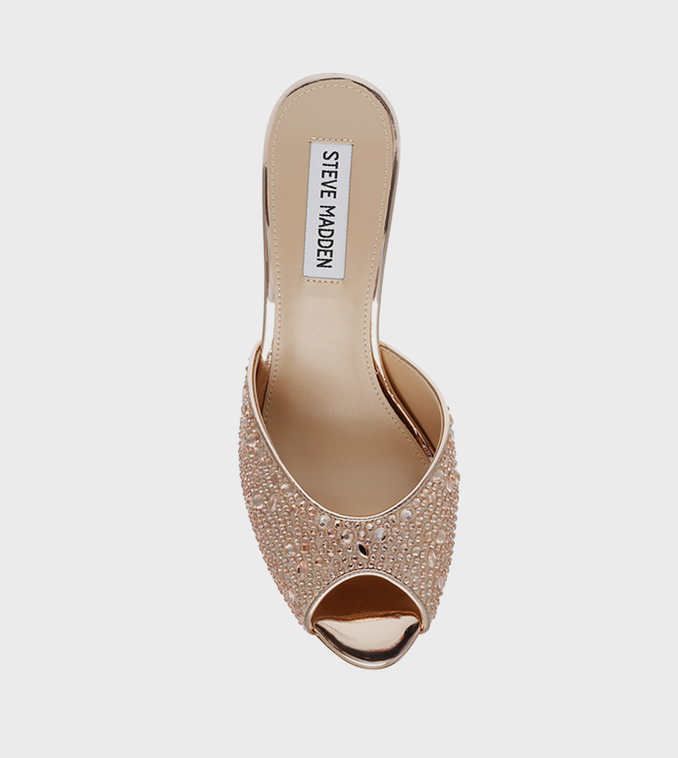 Buy Steve Madden ROLLOUT R Embellished Peep Toe Heeled Sandals In Rose Gold 6thStreet UAE