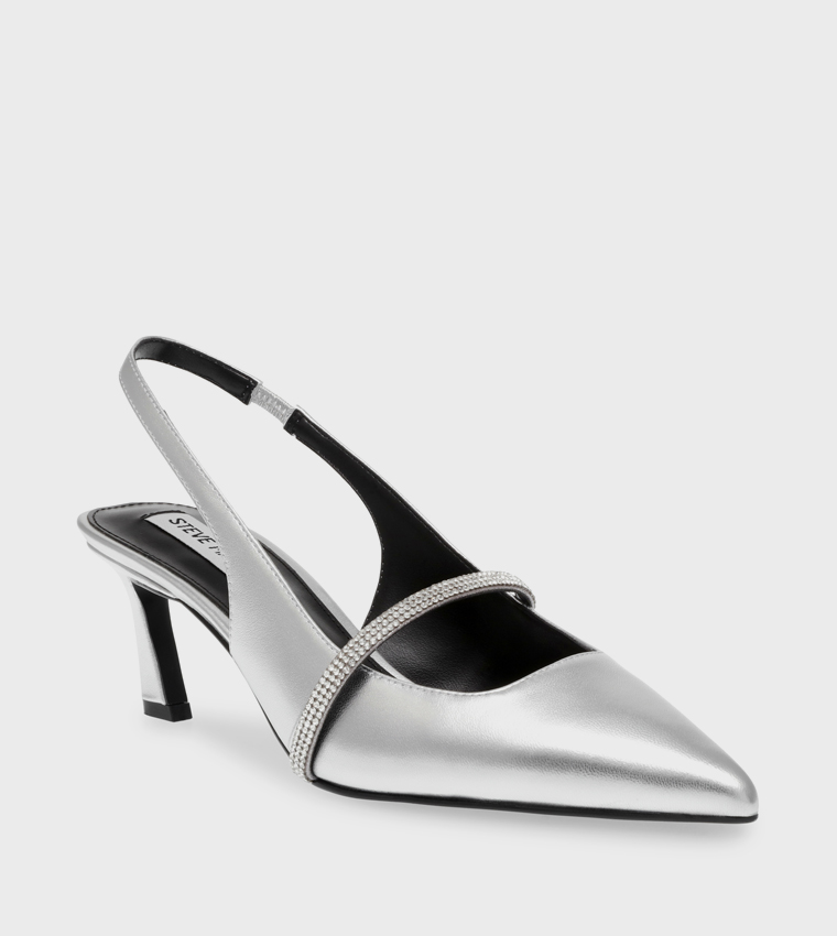 حذاء كعب مزخرف و حزام خلفي 