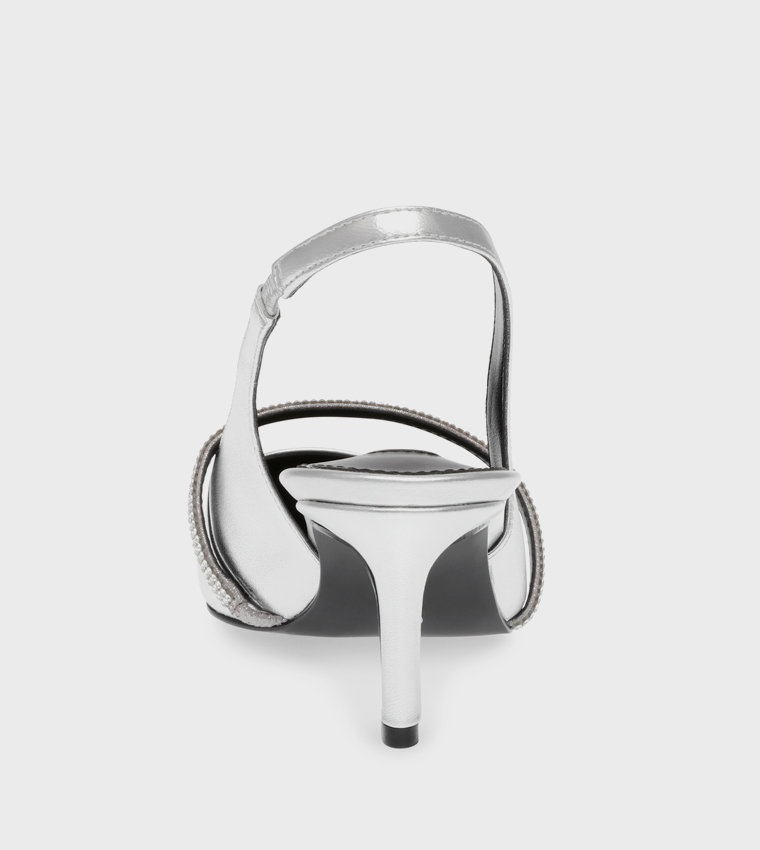 حذاء كعب مزخرف و حزام خلفي 