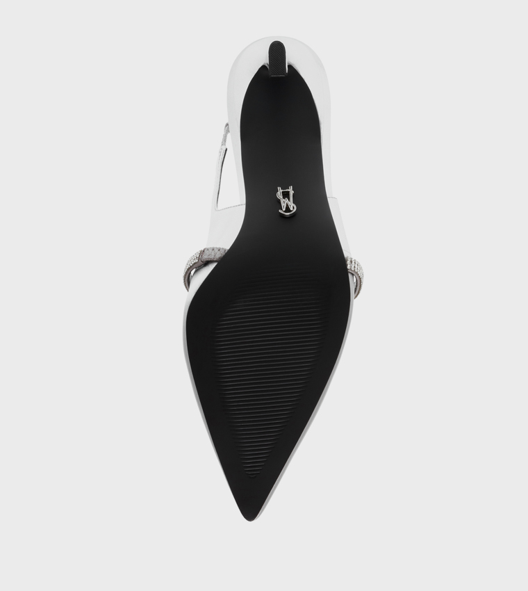 حذاء كعب مزخرف و حزام خلفي 