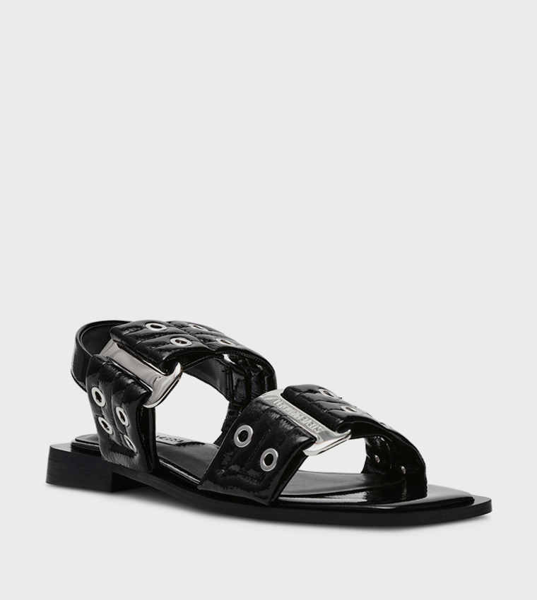 SARIA Eyelet Detail Flat Sandals
