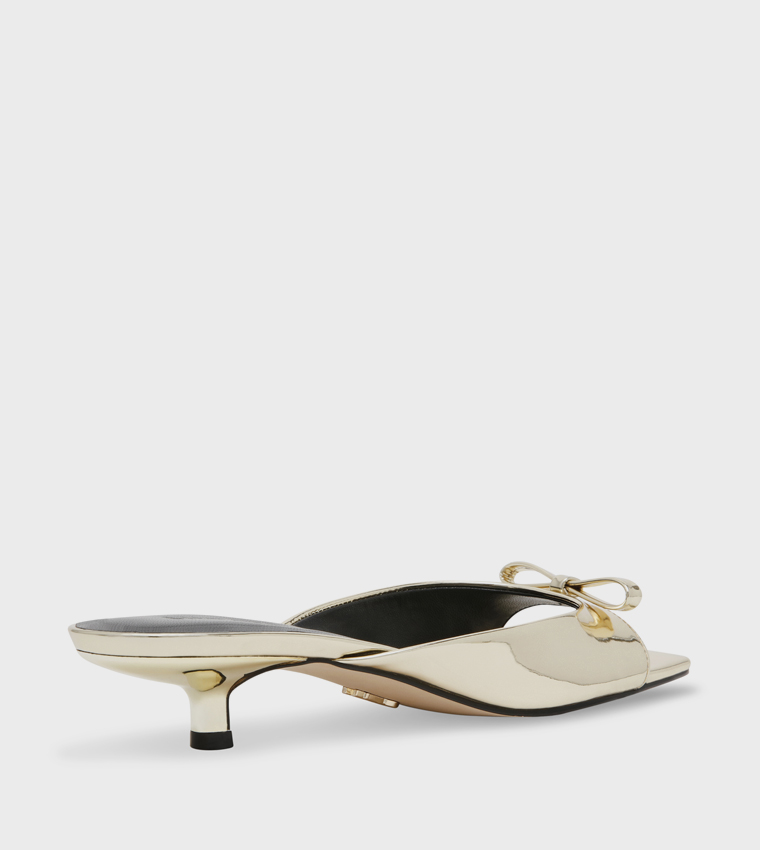 MEME Metallic Kitten Heel Sandals