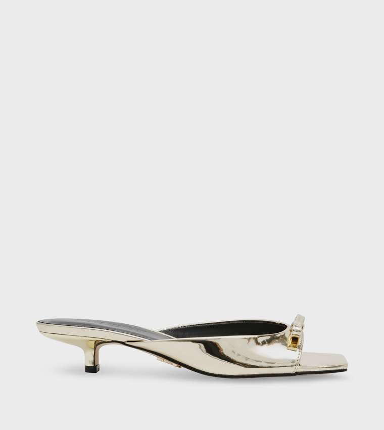 MEME Metallic Kitten Heel Sandals