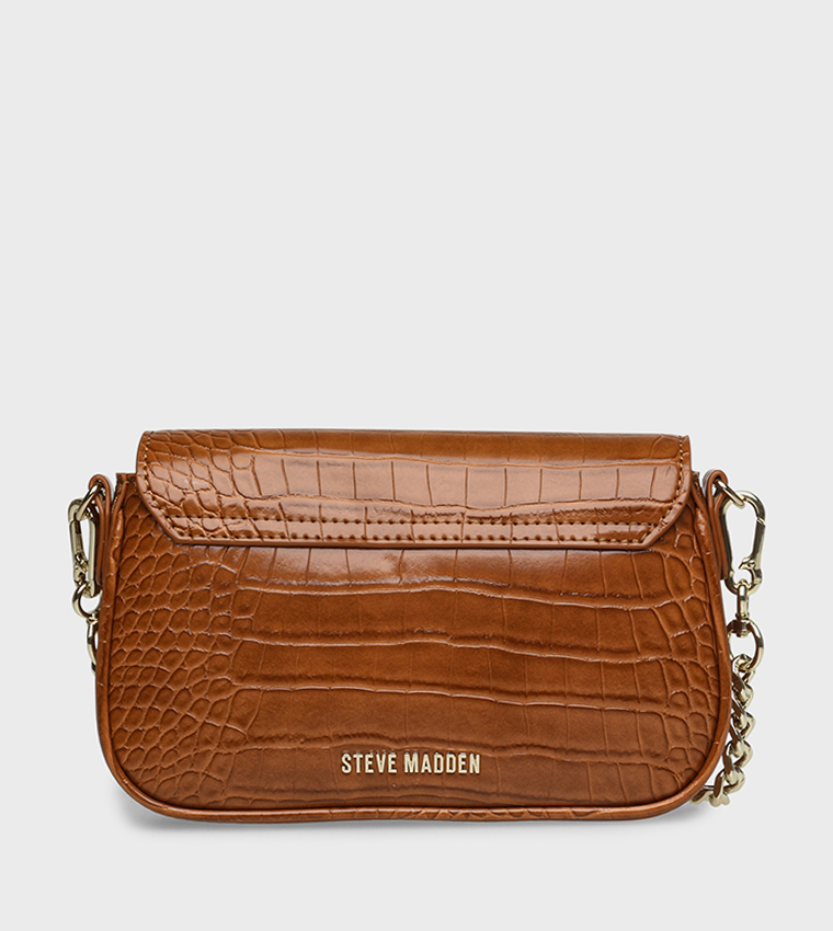BLILAH Croc Textured Flap Crossbody Bag