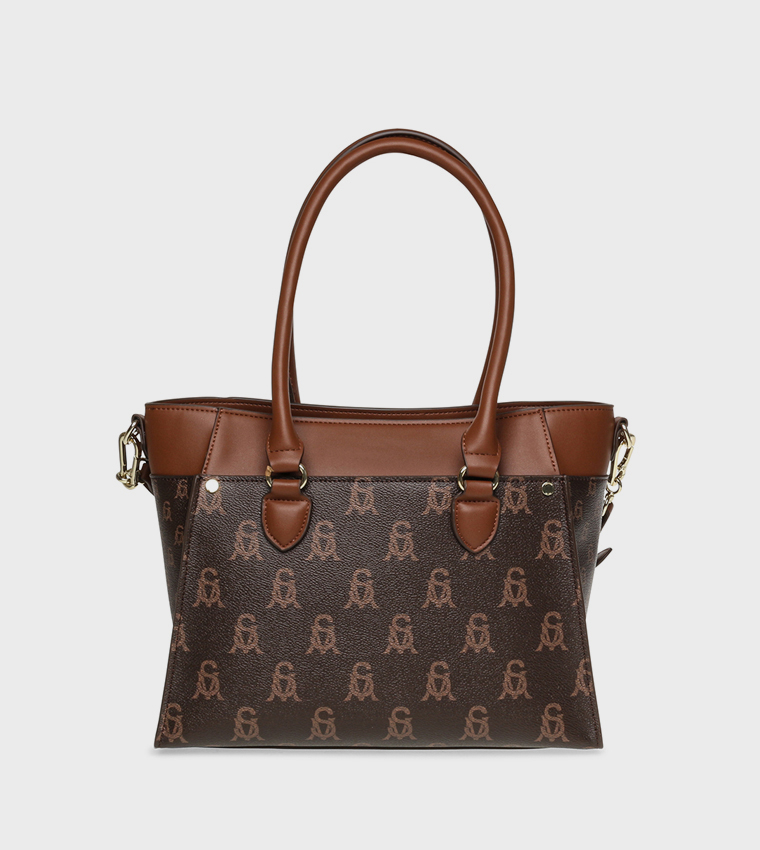 Buy Steve Madden BMARIO Monogram Detail Tote Bag In Brown 