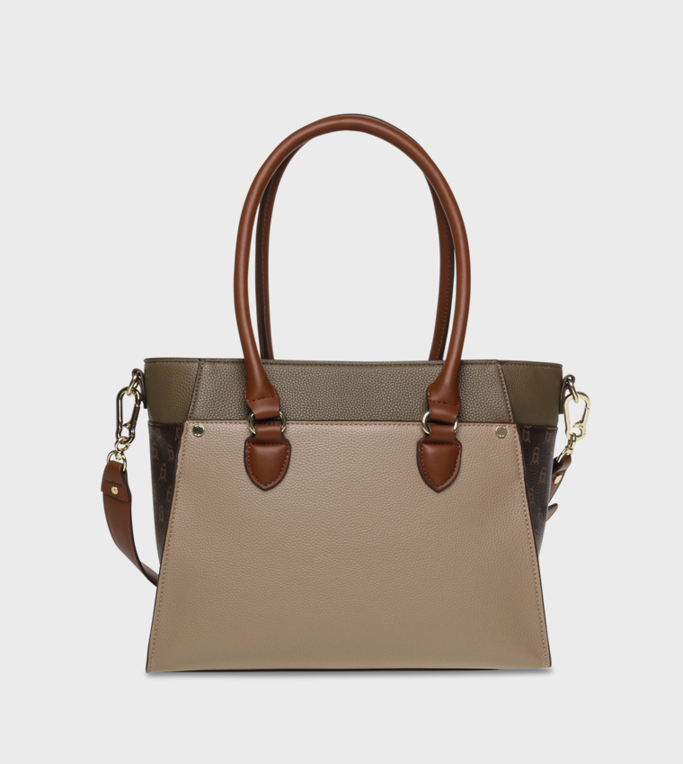 Buy Steve Madden BMARIOS Logo Detail Satchel Bag In Beige 
