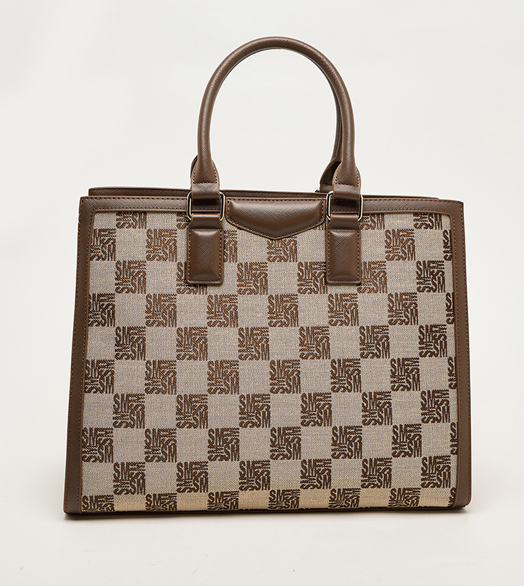 Monogram Patterned Satchel Bag