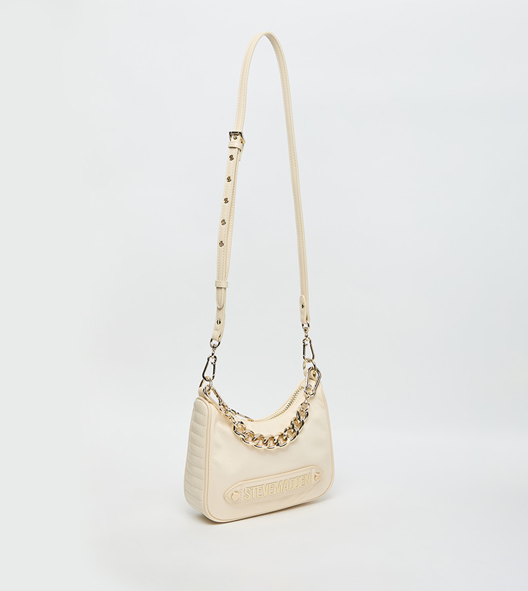 Buy Steve Madden BKHAI Logo Badge Shoulder Bag In Beige