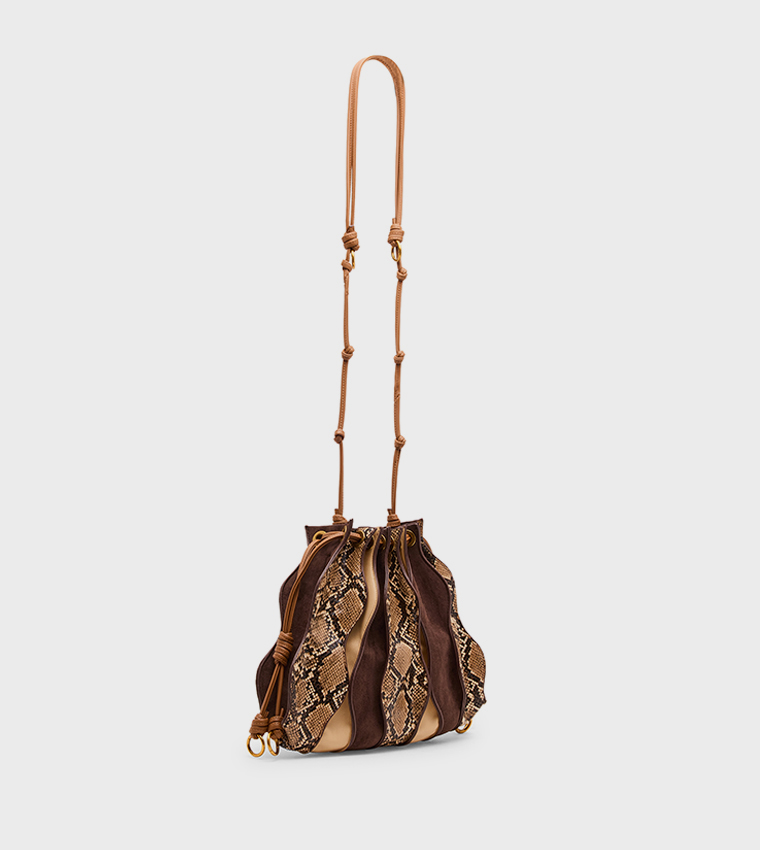 ASHER Snakeskin Print Drawstring Bag Set