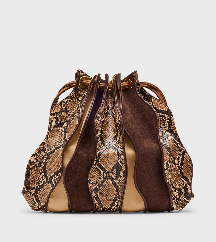ASHER Snakeskin Print Drawstring Bag Set