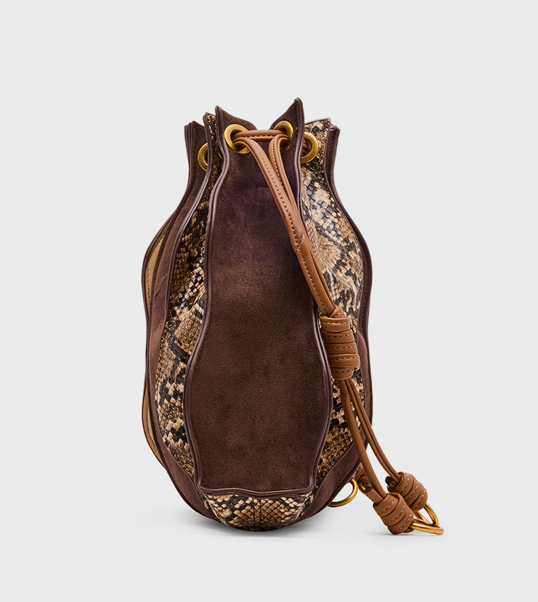 ASHER Snakeskin Print Drawstring Bag Set