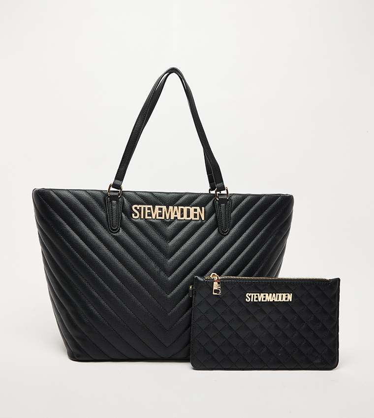 Quilted Tote Bag with Pouch